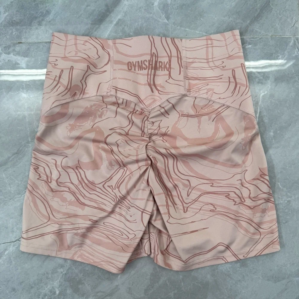 Women’s Gymshark Marbled Biker Shorts Butt Scrunch Lifting Training Size Large - Picture 6 of 14